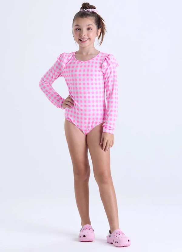 Vida Costeira - Maiô Infantil Feminino Uv50+  Rosa 2