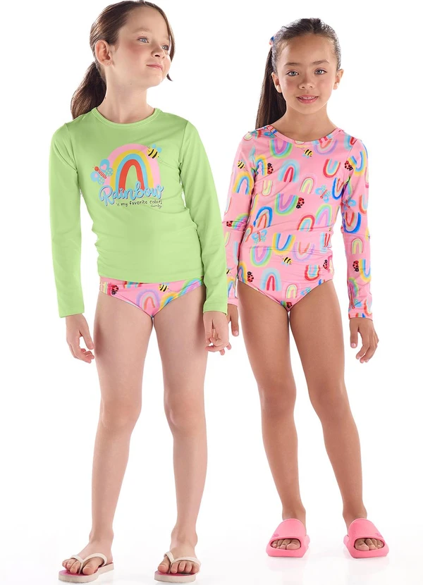 Quimby - Maiô Infantil Manga Longa Fps 50+ Rosa