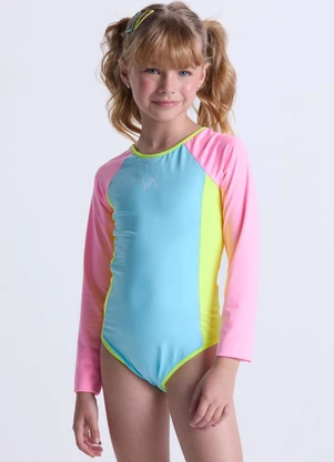 Vida Costeira - Maiô Infantil Manga Longa Uv50+  Amarelo - VIDA COSTEIRA