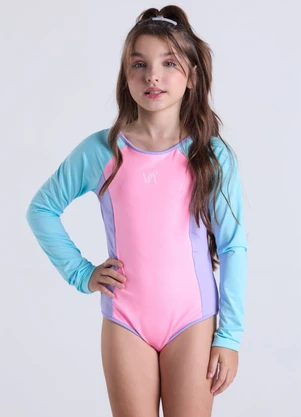Vida Costeira - Maiô Infantil Manga Longa Uv50+  Lilás - VIDA COSTEIRA