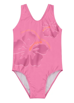 Brandili - Maiô Infantil Menina de Flores em Malha Uv Rosa - BRANDILI