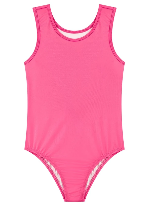 Marlan - Maiô Infantil Menina em Malha Proteção Uv Rosa