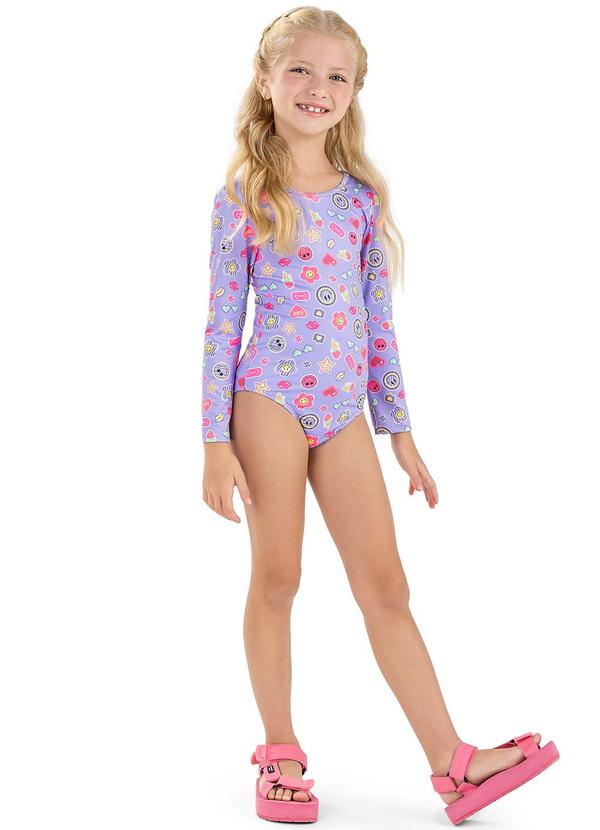 Elian - Maiô Infantil Menina Estampado Elian Roxo