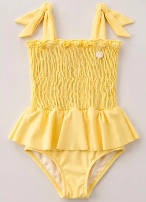 Vida Costeira - Maiô Infantil Menina Uv50+ Lastex com Babados e La - VIDA COSTEIRA