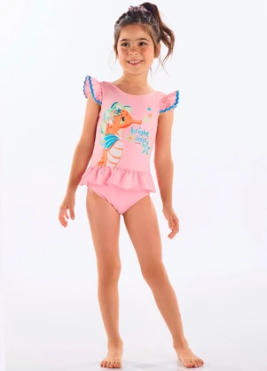 Up Baby - Maiô Infantil Poliéster Uv Fps +50 Rosa - UP BABY