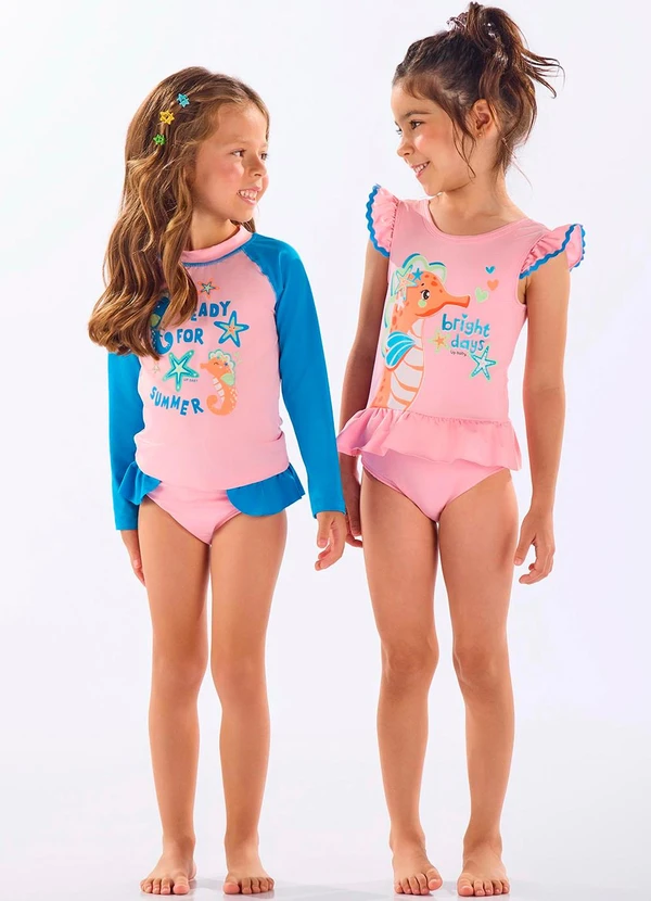 Up Baby - Maiô Infantil Poliéster Uv Fps +50 Rosa 3