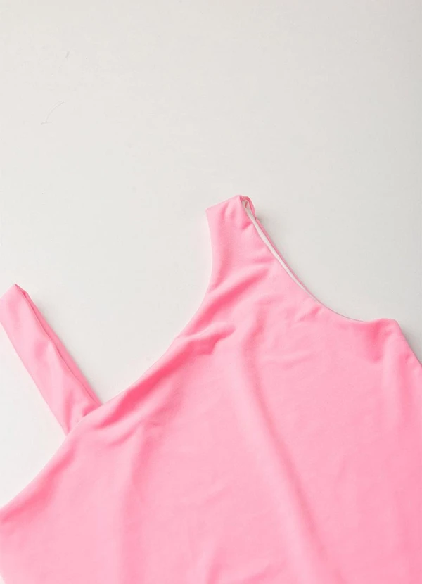 Vida Costeira - Maiô Infantil Uv50 Alças Assimétricas Liso Rosa 5