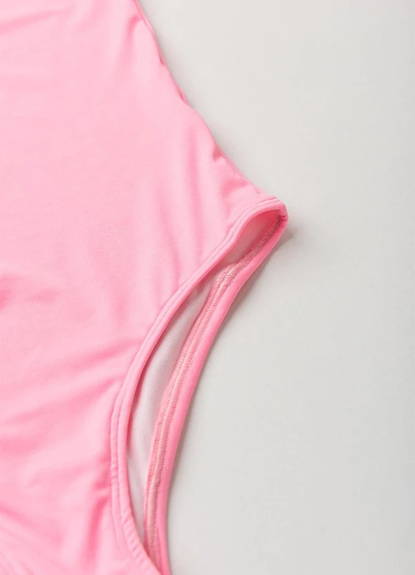 Vida Costeira - Maiô Infantil Uv50 Alças Assimétricas Liso Rosa 6