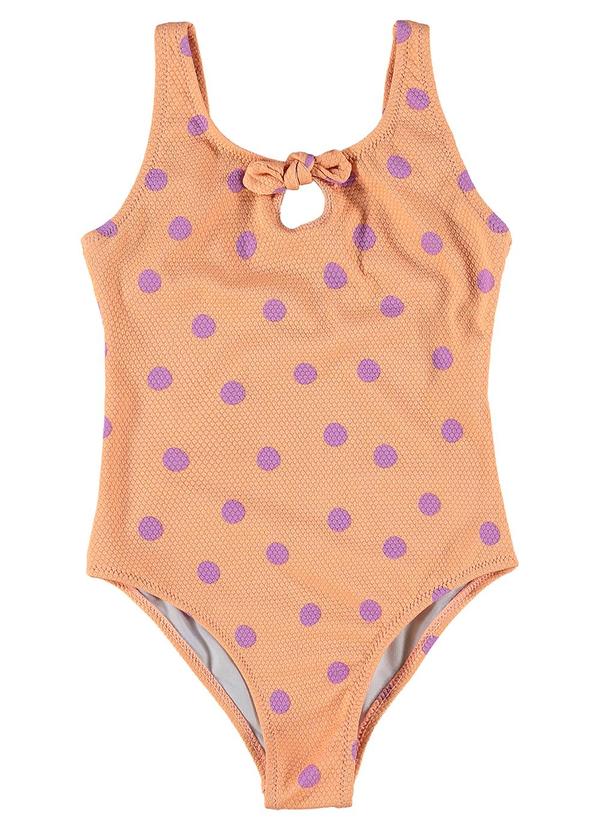 Malwee Kids - Maiô Laranja Uv Poá com Laço Menina