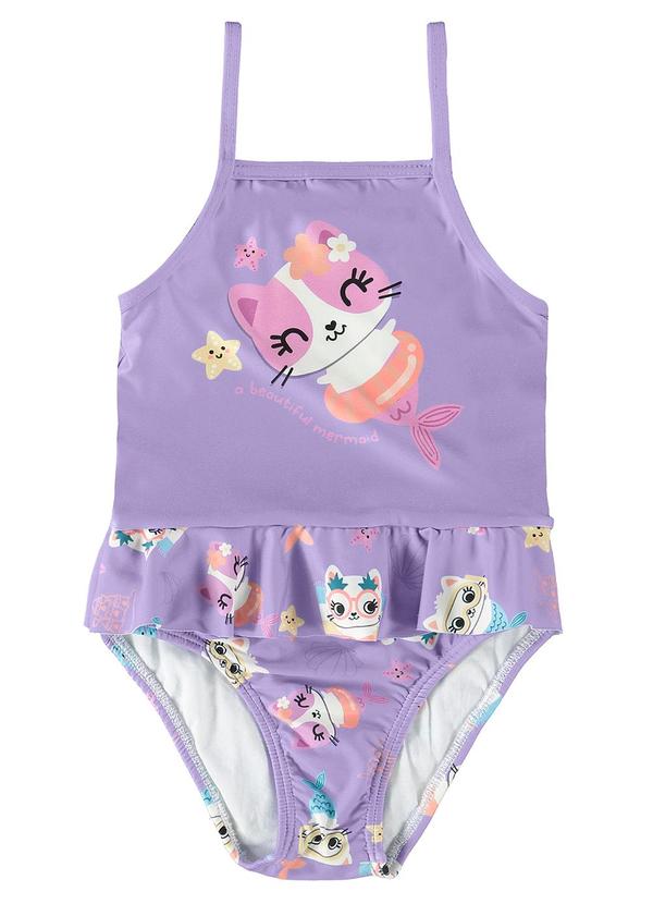 Malwee Kids - Maiô Lilás Gatinha Sereia Uv Menina