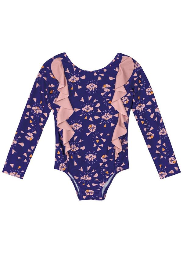 Lilica Ripilica - Maiô Manga Longa com Proteção Solar Infantil Roxo