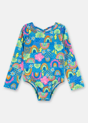 Up Baby - Maiô Manga Longa Malha Fps+50 Forro Azul - UP BABY