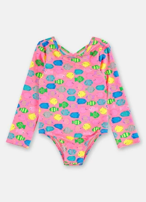 Up Baby - Maiô Manga Longa Malha Fps+50 Forro Rosa - UP BABY