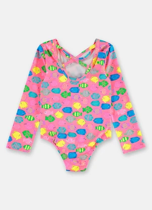 Up Baby - Maiô Manga Longa Malha Fps+50 Forro Rosa - UP BABY