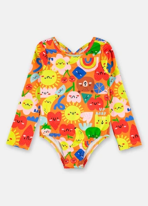 Up Baby - Maiô Manga Longa Malha Fps+50 Forro Rosa - UP BABY