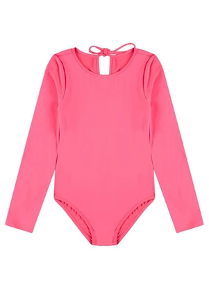 Vida Costeira - Maiô Infantil Manga Longa Uv 50+ Basiquinho Pink - VIDA COSTEIRA