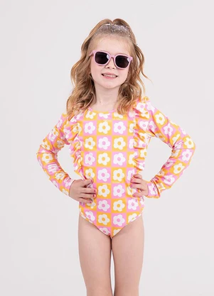 Vida Costeira - Maiô Infantil Manga Longa Uv 50+ Details Suplex Amarelo - VIDA COSTEIRA