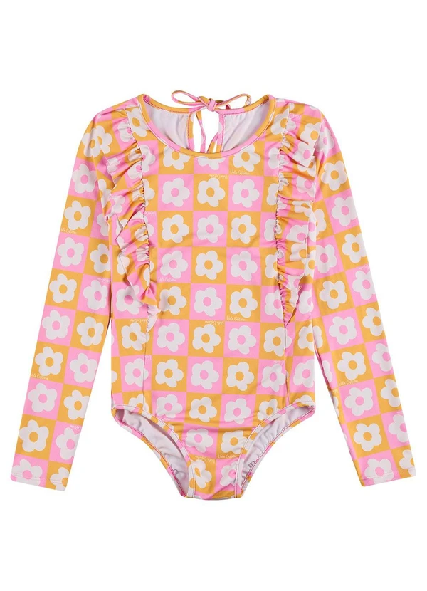 Vida Costeira - Maiô Manga Longa Uv 50+ Details Suplex Amarelo 2