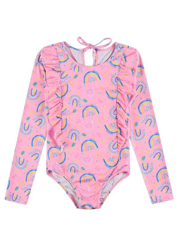 Vida Costeira - Maiô Manga Longa Uv 50+ Details Suplex Rosa 2