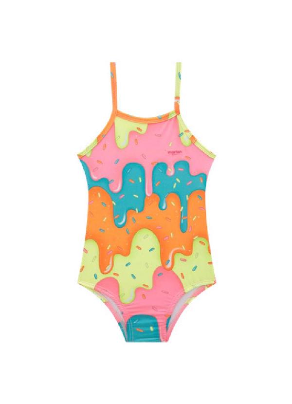 Marlan - Maiô Menina em Malha Beachwear Laranja