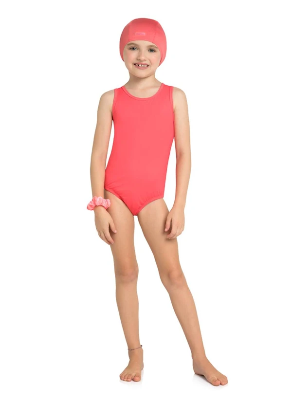 Marlan - Maiô Menina em Malha Beachwear Vermelho