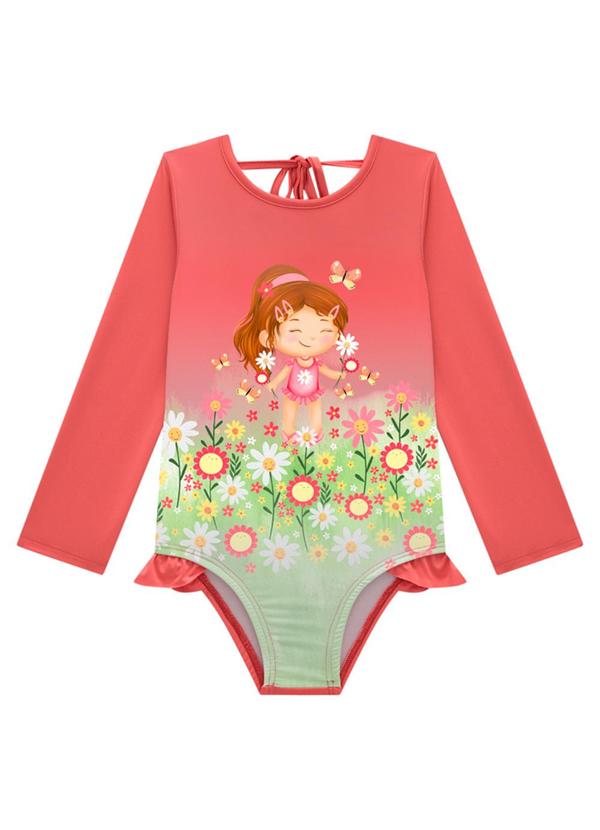 Marlan - Maiô Menina em Malha Proteção Uv Vermelho