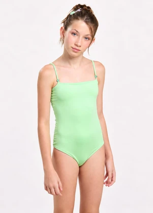 Vida Costeira - Maiô Menina Uv50+ Regatinha Miçangas Verde - VIDA COSTEIRA