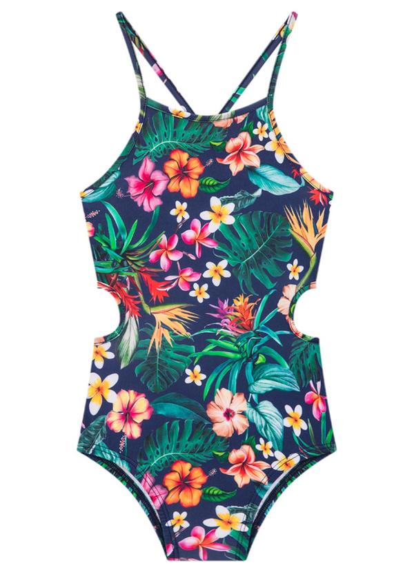 Marlan - Maiô Praia Menina Proteção Uv50+ Flowers Multicores