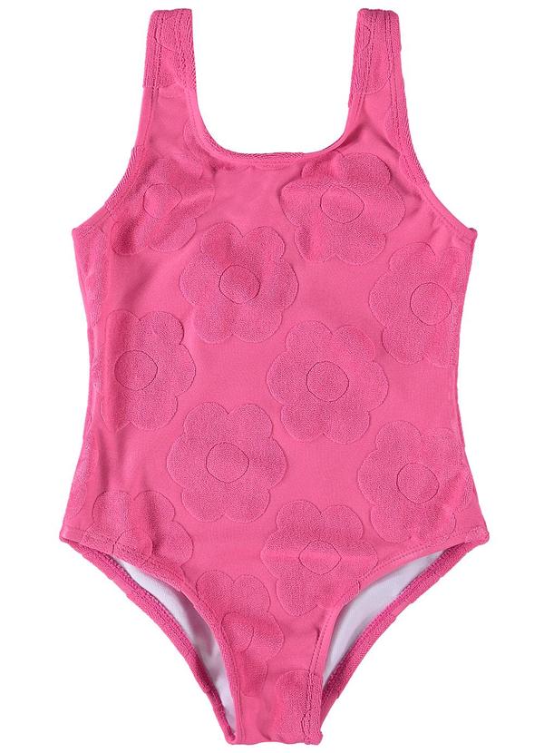 Malwee Kids - Maiô Rosa Escuro Malha Uv50+ Texturizada Menina