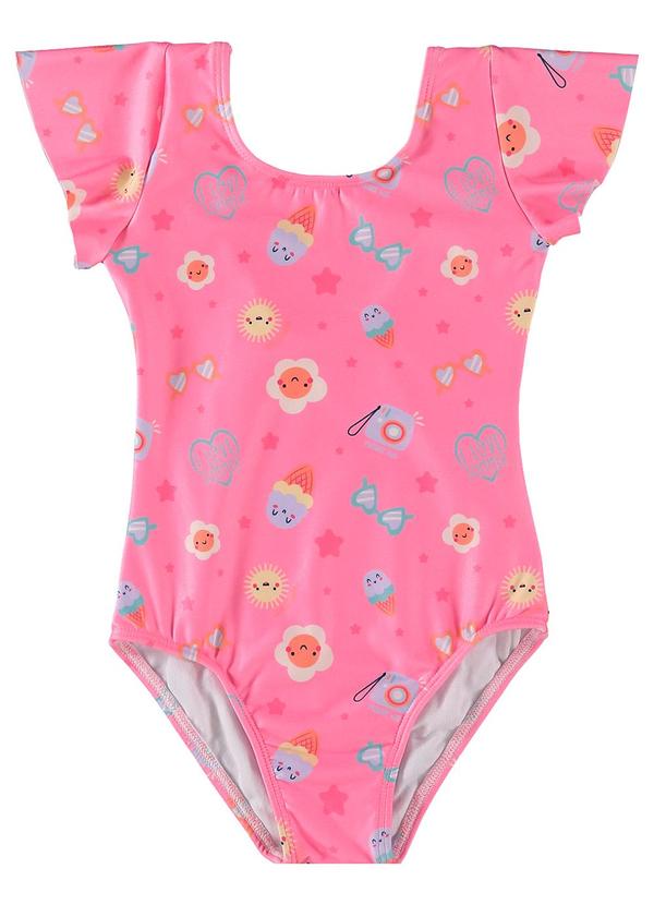 Malwee Kids - Maiô Rosa Summer Malha Uv50+