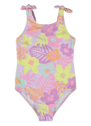 Malwee Kids - Maiô Rosa Texturizado Floral Uv - MALWEE KIDS