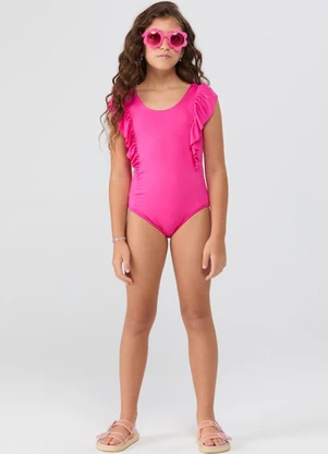 Vida Costeira - Maiô Uv50+ Regata Liso Babado Delicado Rosa - VIDA COSTEIRA
