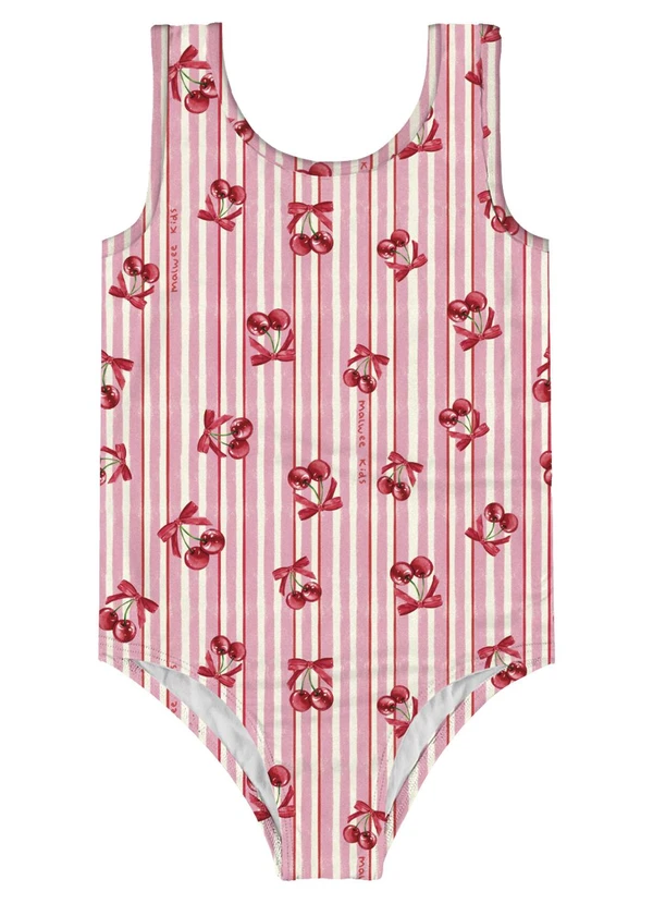 Malwee Kids - Maiô Vermelho Listrado Malha Uv