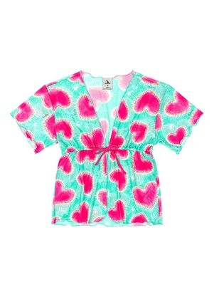 Quimby - Saida de Praia Estampada Menina Azul - QUIMBY