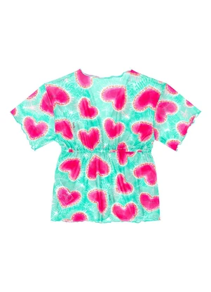 Quimby - Saida de Praia Estampada Menina Azul - QUIMBY