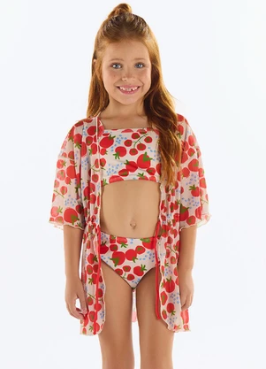 Quimby - Saida de Praia Estampada Menina Bege - QUIMBY