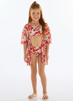 Quimby - Saida de Praia Estampada Menina Bege - QUIMBY