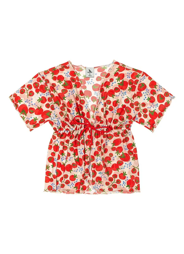 Quimby - Saida de Praia Estampada Menina Bege 4