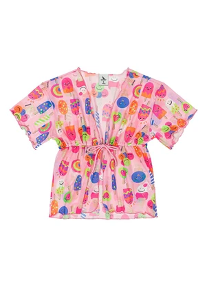 Quimby - Saida de Praia Estampada Menina Rosa - QUIMBY