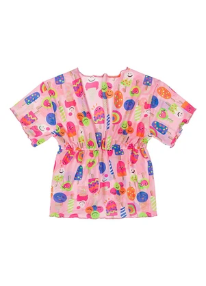 Quimby - Saida de Praia Estampada Menina Rosa - QUIMBY