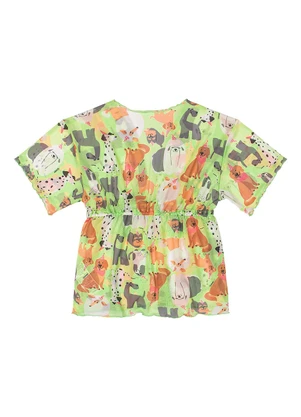 Quimby - Saida de Praia Estampada Menina Verde - QUIMBY