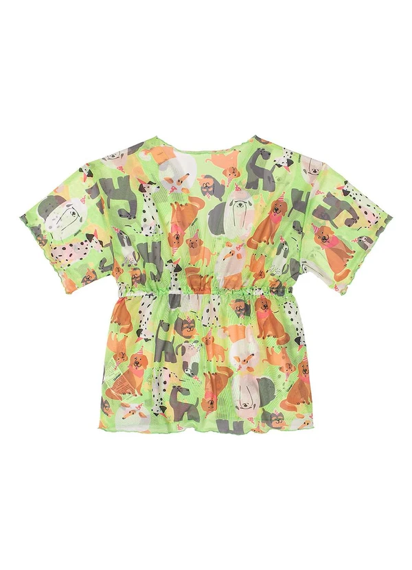 Quimby - Saida de Praia Estampada Menina Verde 2