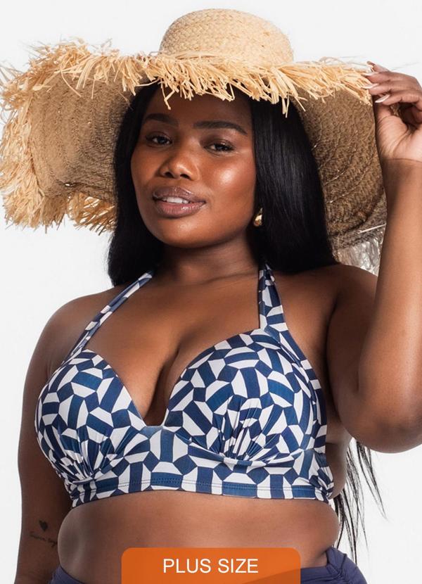 Rovitex - Top Biquíni Estampado Plus Size Bege