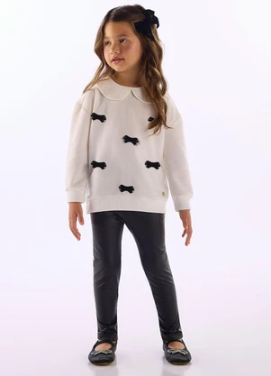 Up Baby - Blusa Menina Laços Pretos Branco - UP BABY
