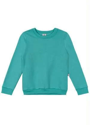 Brandili - Blusão Básico Infantil Menina em Moletom Verde - BRANDILI