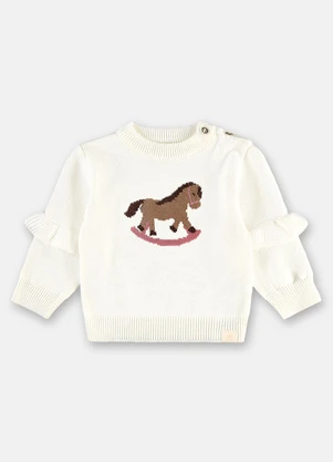 Up Baby - Blusão Bebê Tricot Bordado Branco - UP BABY