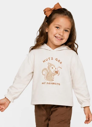 Select - Blusão com Capuz Infantil Feminino Bege - SELECT