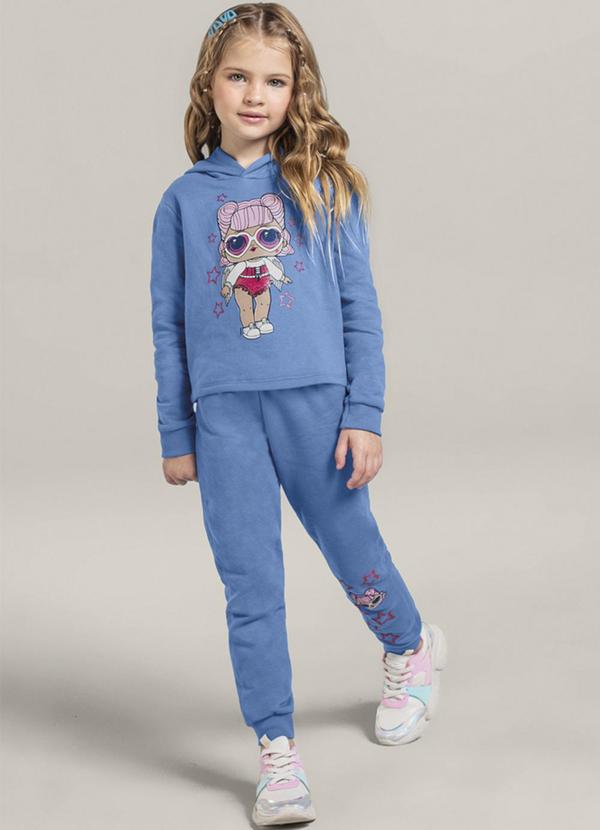 Brandili - Blusão Cropped Infantil Menina Lol Azul 2