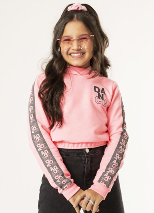 Brandili - Blusão Cropped Infantil Menina Mari Santos Rosa
