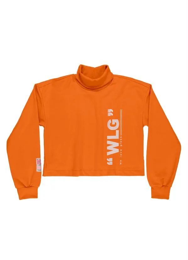 Gloss - Blusão Cropped Juvenil em Moletom Laranja 3